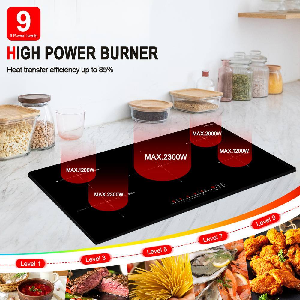 Gasland 36" Black Glass 5 Burner Induction Cooktop with Touch Control