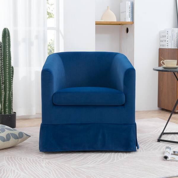  360°Swivel Barrel Accent Chair with Pillows, Velvet