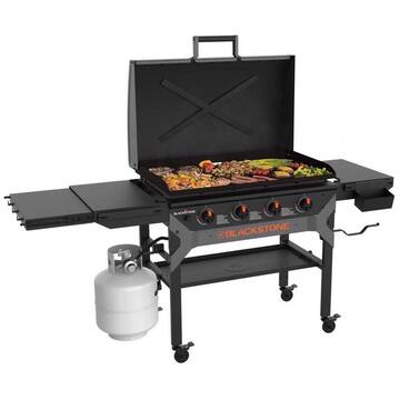 4-Burner Liquid Propane Outdoor Griddle with Hood in Black