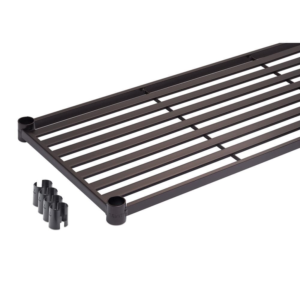 Adjustable Black 3-Tier Metal Slat Shelving Rack