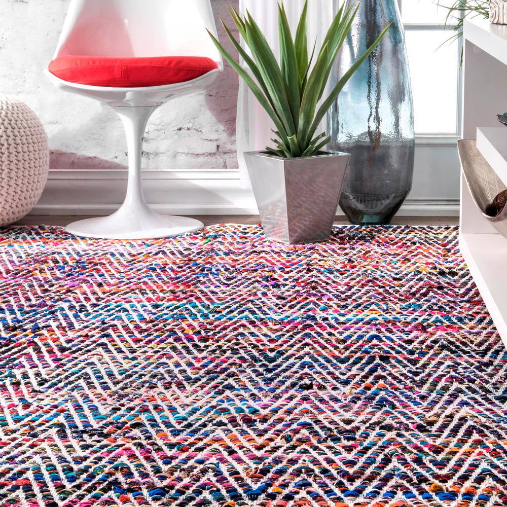Indigo Hand Woven Cotton Blend 3' x 5' Area Rug