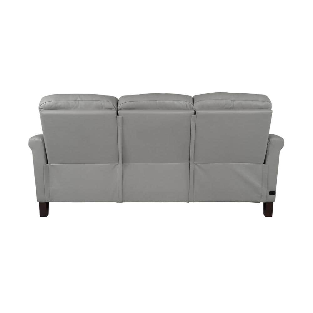 Felicity 84" Silver Faux Leather Reclining Sofa with USB Ports