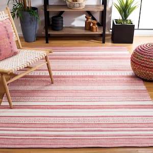 Striped Kilim Pink/Ivory 4 ft. x 6 ft. Abstract Striped Area Rug