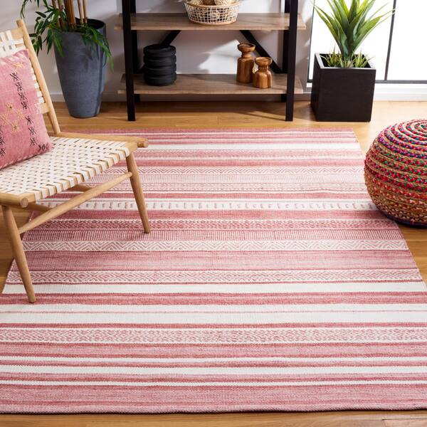 SAFAVIEH Striped Kilim Pink/Ivory 8 ft. x 10 ft. Abstract Striped Area Rug  STK430U-8 - The Home Depot