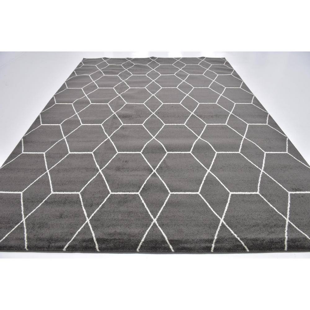 Elegant Dark Gray 9' x 12' Trellis Synthetic Area Rug