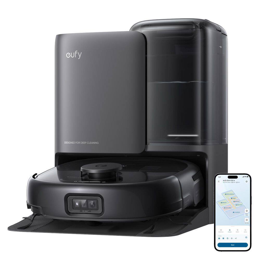 Omni E25 12.9 in Robot Vacuum and Mop with Smart Navigation, for Multi-Surface in Black with DuoSpiral Hair Detangler