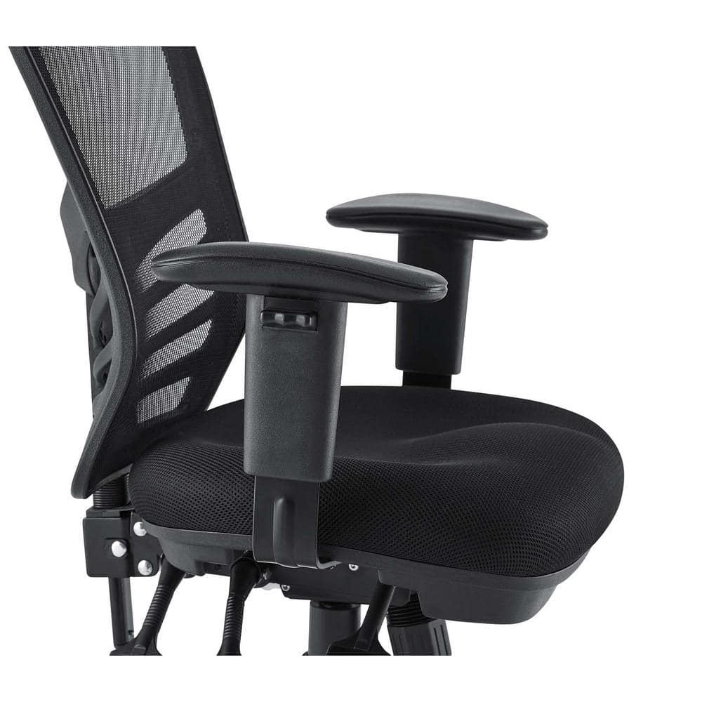 Black Mesh and Fabric Swivel Office Chair with Adjustable Arms