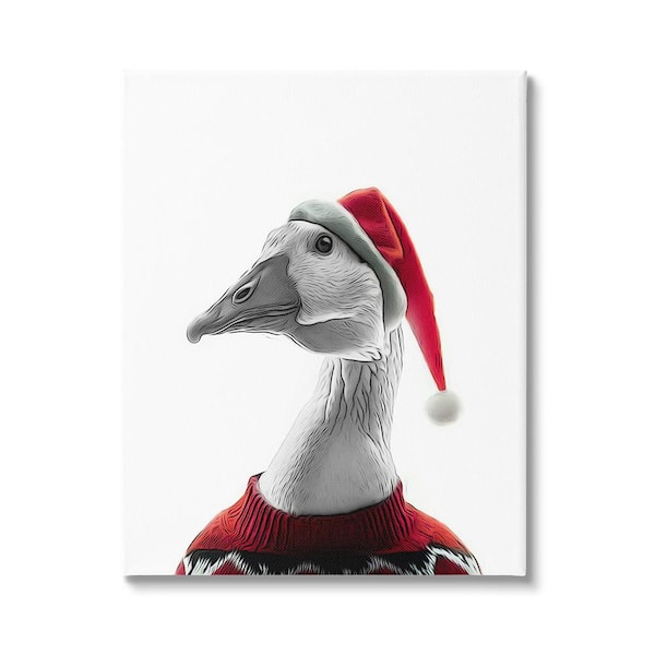 Stupell Industries Duck in Santa Hat byAnnalisa Latella 1 Piece Unframed Graphic Print Animal Poster Art Print 20 in. x 16 in.