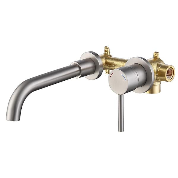 FORCLOVER Single-Handle Wall Mount Bathroom Faucet in Brushed Nickel