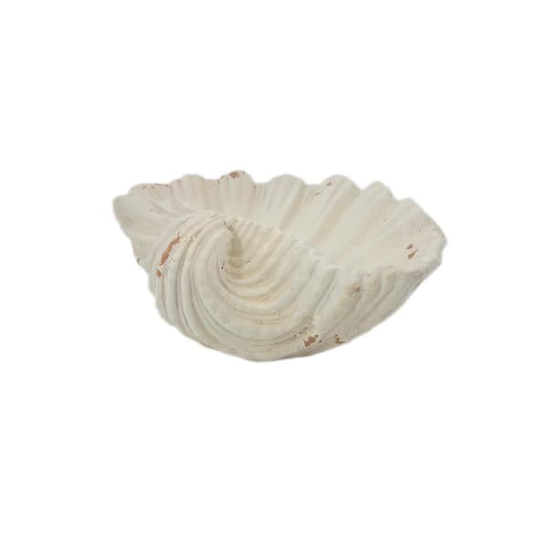 Peppery Home Sea Shell Shaped Bath Mat - beige and white clam