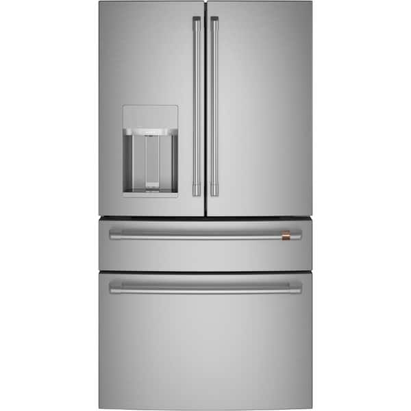 Cafe 27.8 cu. ft. Smart 4- Door French Door Refrigerator with Convertible Middle Drawer in Stainless Steel