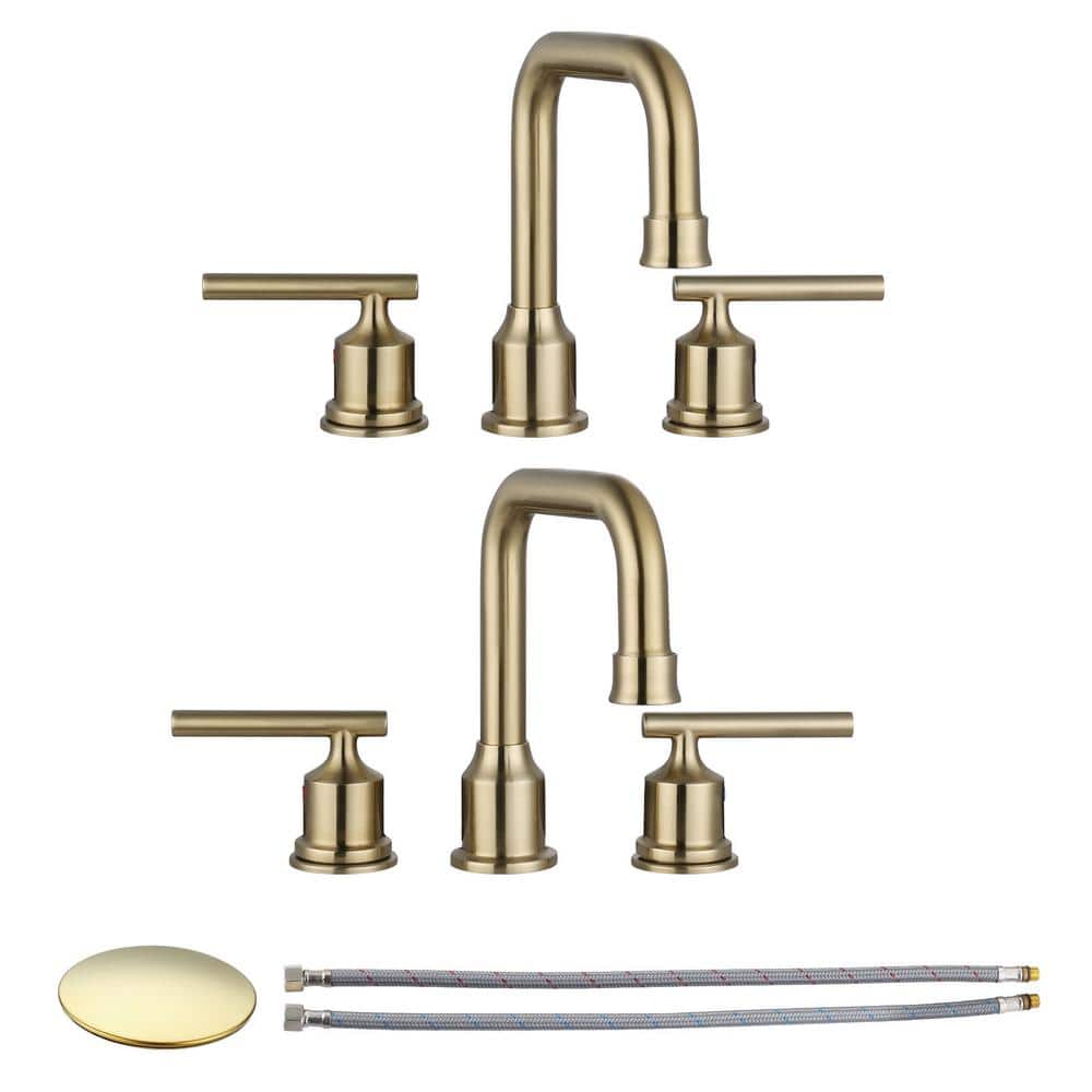 8 in. Widespread Lead-Free Double Handle Bathroom Faucet with Pop-up Drain 