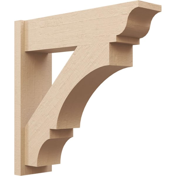 Ekena Millwork 8 in. x 30 in. x 30 in. Balboa Traditional Rough Cedar Woodgrain Timberthane Polyurethane Outlooker, Primed Tan