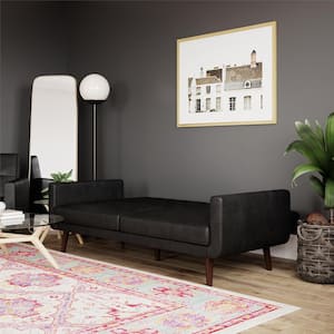 Fay Black Faux Leather Upholstered Modern Futon