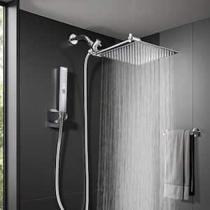 3-Spray Settings Wall Mount Handheld Shower Head 2.5 GPM 10 in. with 11 in. Brass Adjustable Extension Arm in Chrome