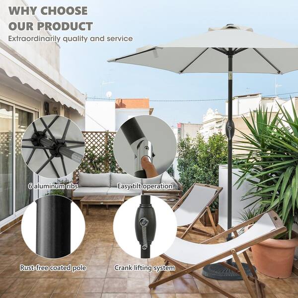brown tilt patio umbrella Tilt Patio Umbrella | Auto-Tilt, Wind Resistant, Woodgrain Finish |  Commercial Grade | Sunbrella Bay Brown