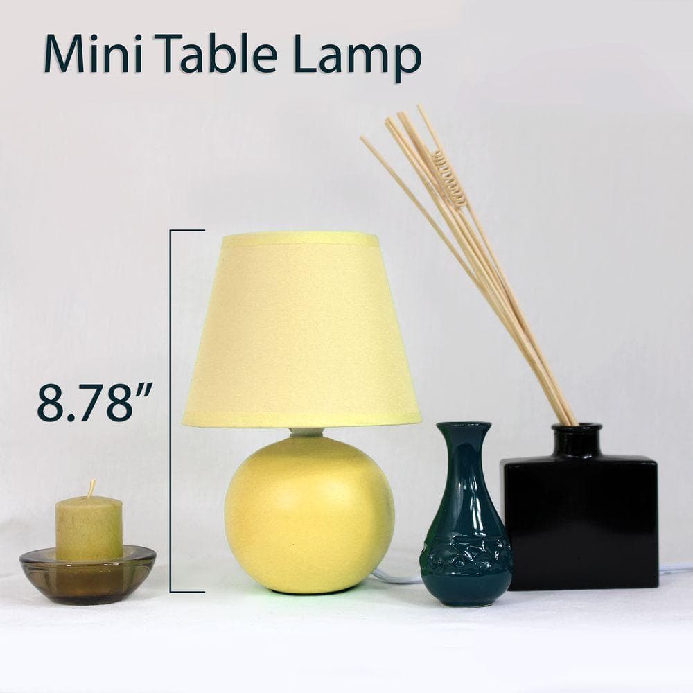 Yellow Ceramic Globe Mini Table Lamp with Fabric Shade