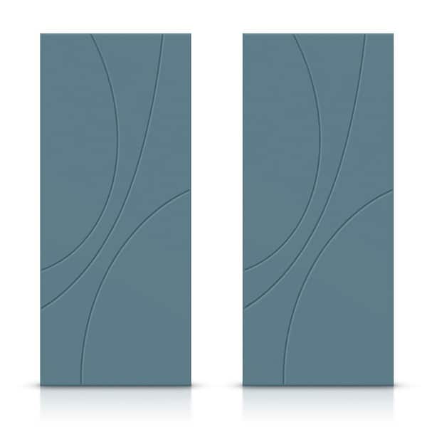 CALHOME 48 in. x 80 in. Hollow Core Dignity Blue Painted Composite MDF Interior Double Closet Sliding Doors