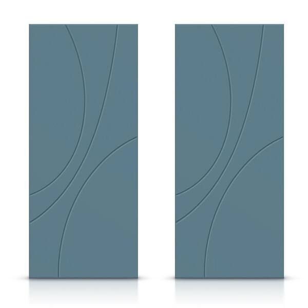 CALHOME 84 in. x 96 in. Hollow Core Dignity Blue Painted Composite MDF Interior Double Closet Sliding Doors