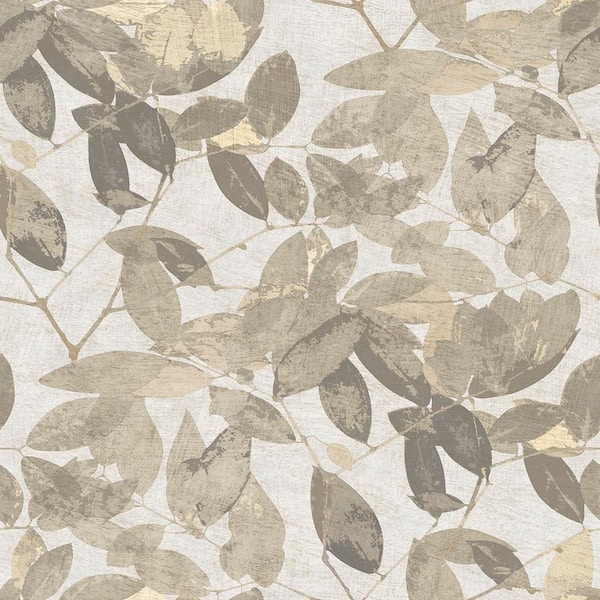 Beech Leaves Warm Taupe Wallpaper