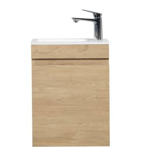 15.75 in. W Wall Mounted Bath Vanity in Natural Oak with White Cultured Marble Top