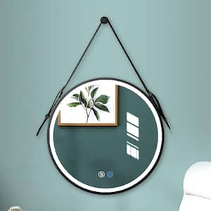 32 in. W x 32 in. H Round Framed Wall Mounted Bathroom Vanity Mirror with Lights Smart 3 Lights in Black