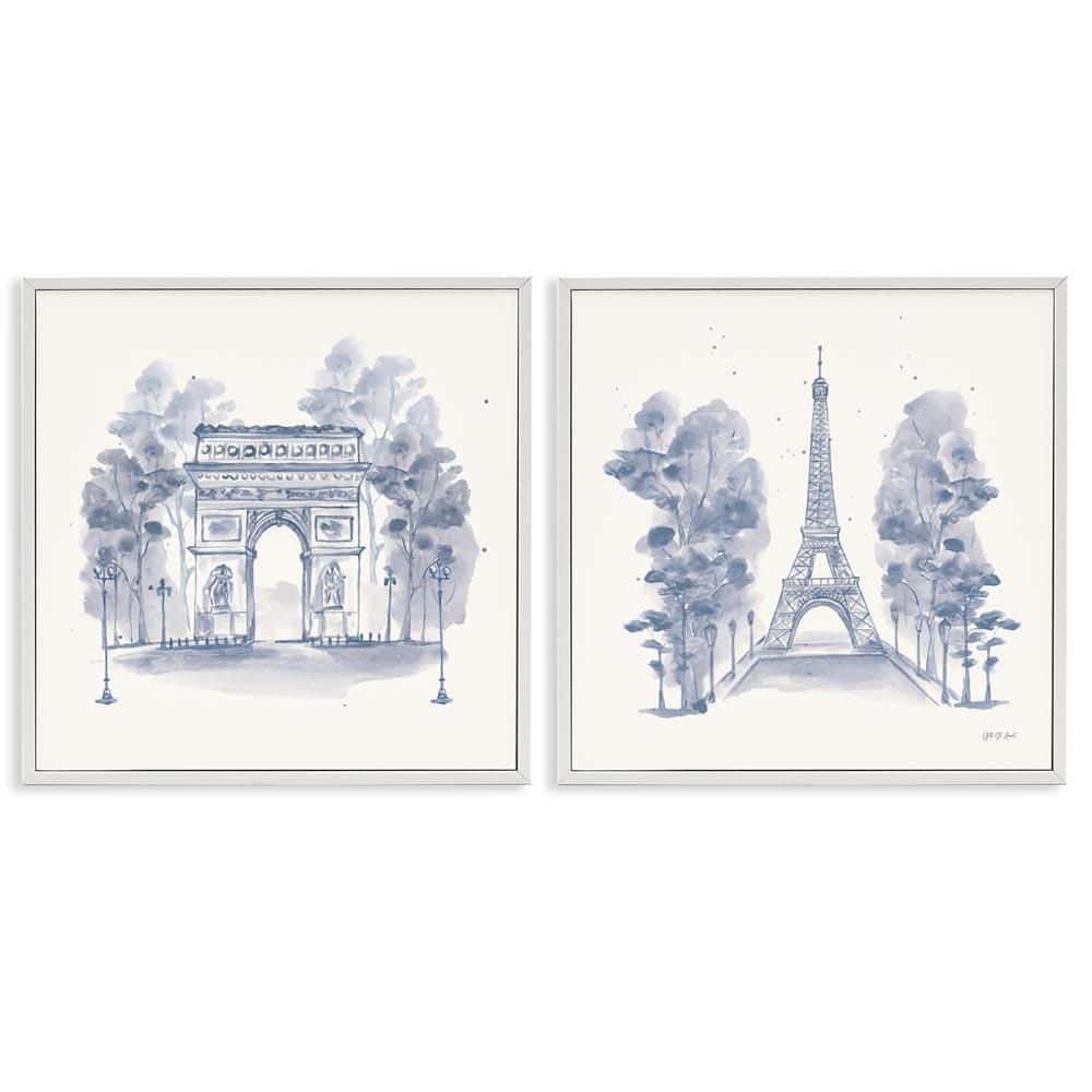 French Landmarks in Blue by Yvette St. Amant 2 Pieces White Framed Architecture Giclee Art Print 17 in. x 17 in. price history on PriceWatchPro