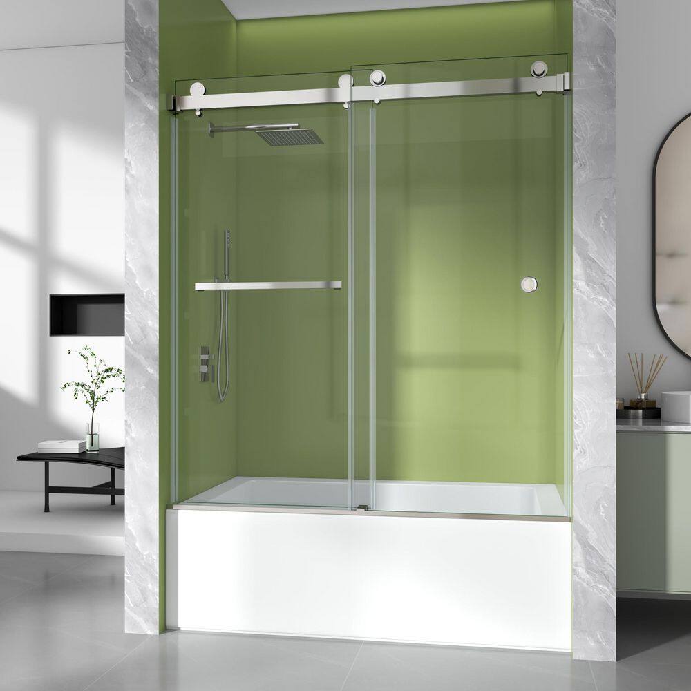 56-61 in. W x 60 in. H Double Sliding Frameless Tub Door in Chrome with 3/8 in. Clear SGCC Tempered Glass price history on PriceWatchPro