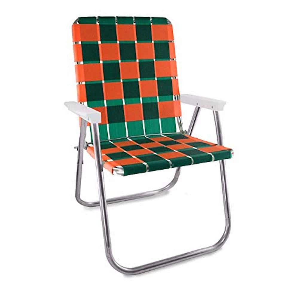 Durable Green And Orange Aluminum Lightweight Stackable Folding Lawn Chair