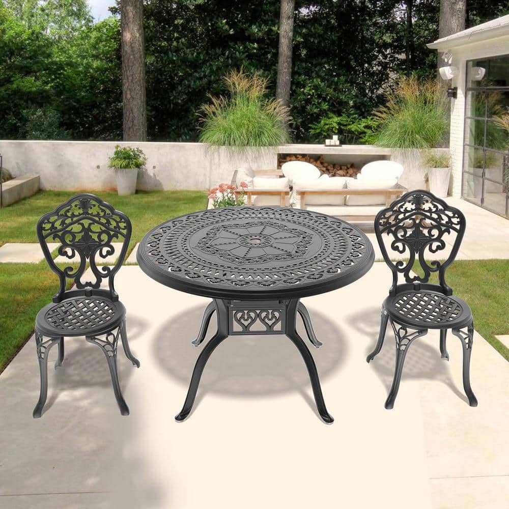 3-Piece Outdoor Patio Dining Set, All-Weather Cast Aluminum Patio Dining Se