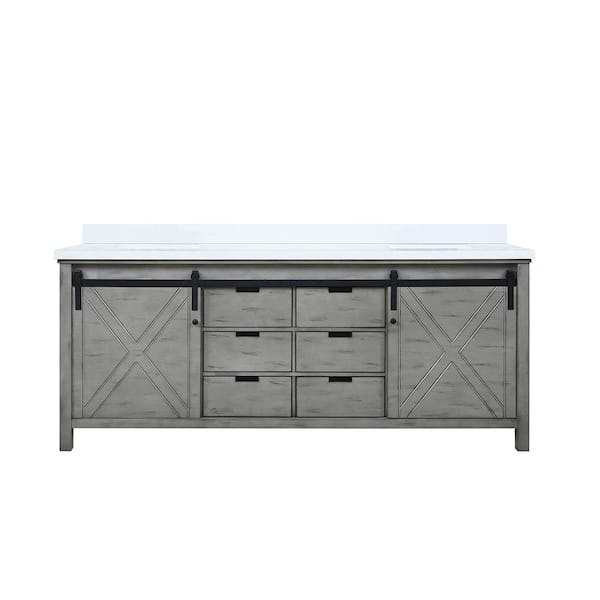 Marsyas 80 in W x 22 in D Ash Grey Double Bath Vanity and Cultured Marble Countertop