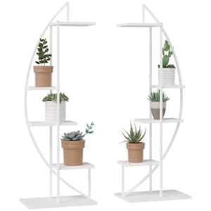 60.75 in. H Indoor/Outdoor 5-Tier White Metal Plant Stand Display Shelf with Hangers for Patio Garden Balcony