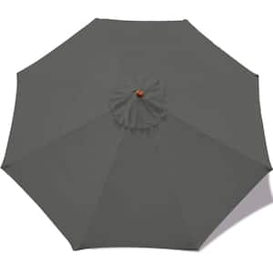 9 ft. 8-Ribs Round Patio Market Umbrella Replacement Cover in Charcoal Grey
