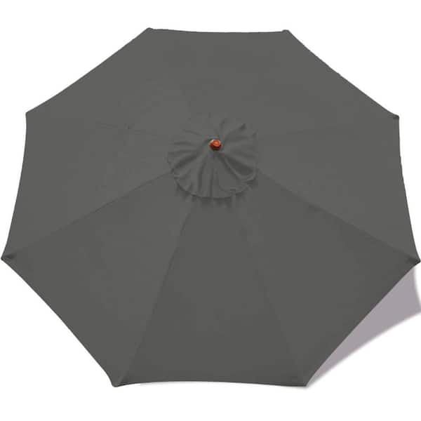 ITOPFOX 9 ft. 8-Ribs Round Patio Market Umbrella Replacement Cover in Charcoal Grey