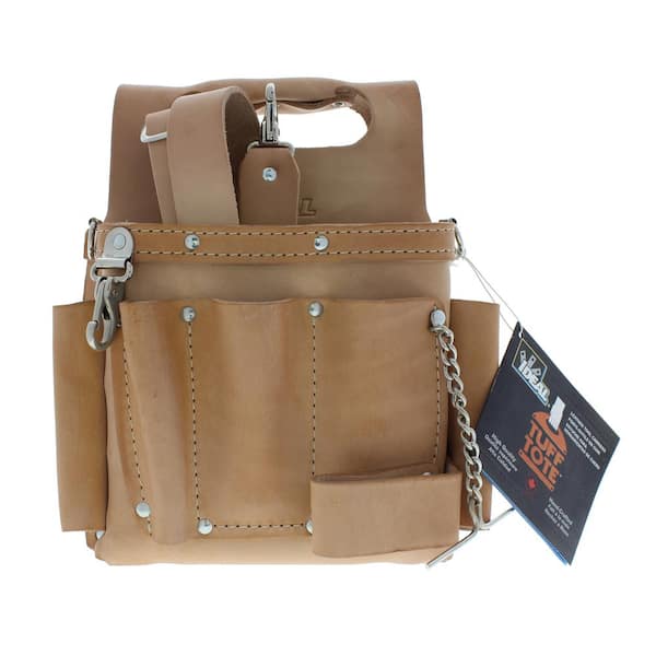 Leather shoulder bag with pouch