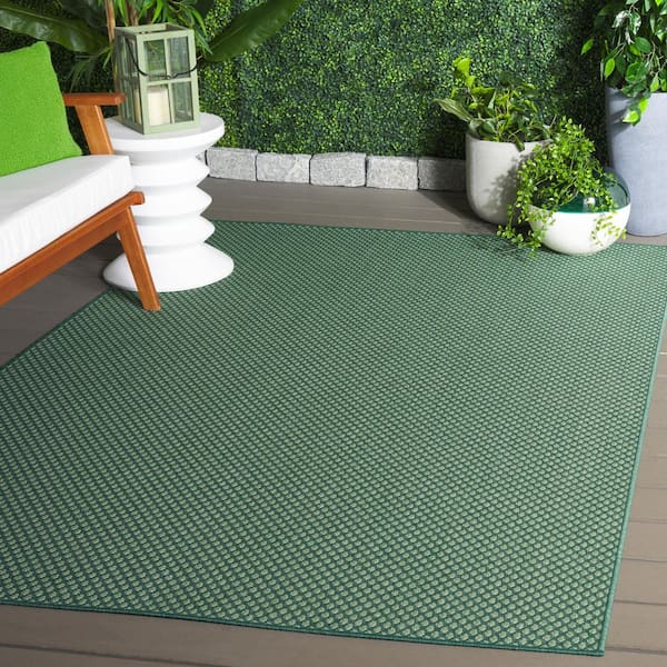 Terrace Green/Ivory 9 ft. x 12 ft. Diamond Geometric Indoor/Outdoor Area Rug