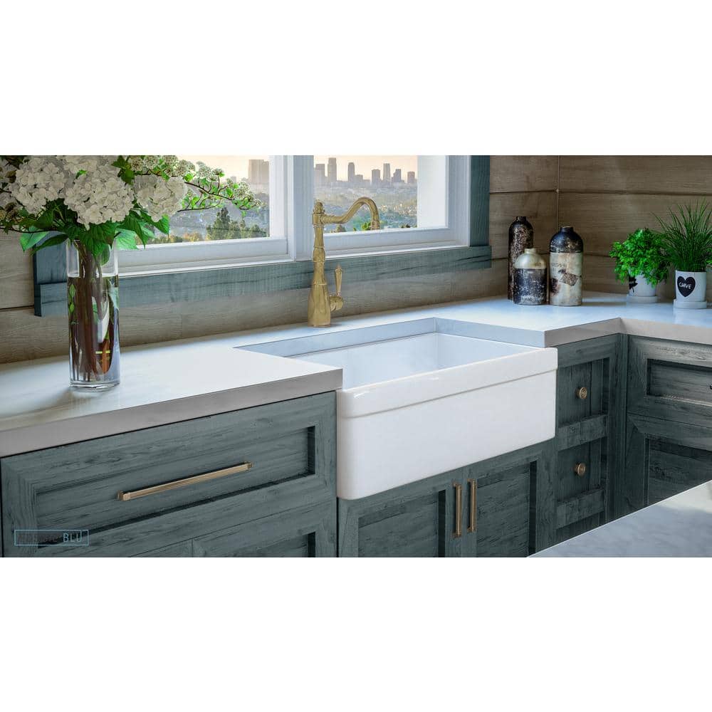 Luxury Glossy White Fireclay Farmhouse Kitchen Sink