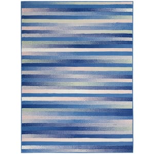 Whimsicle Blue Multicolor 6 ft. x 9 ft. Geometric Contemporary Area Rug