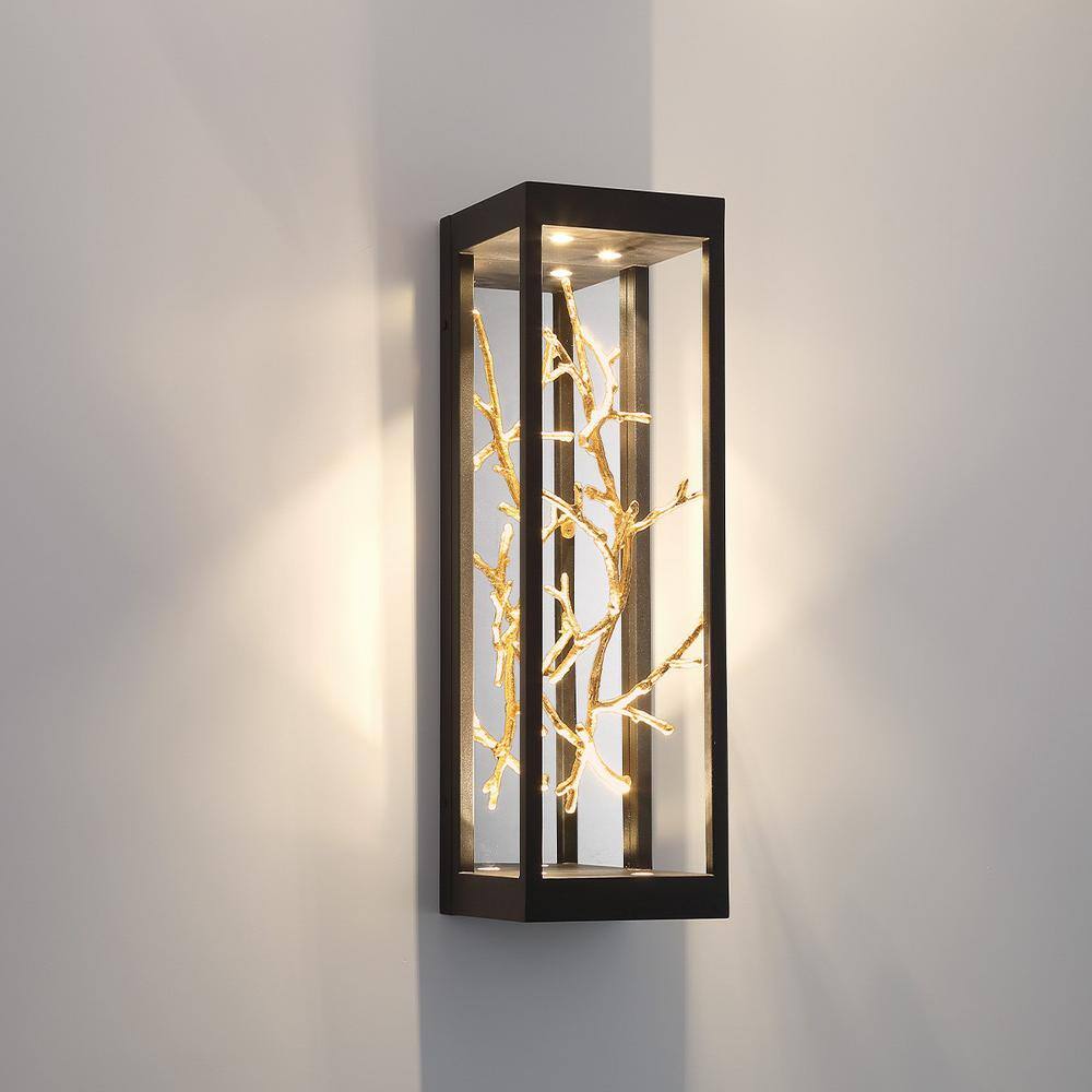 Black and Gold 20" LED Wall Sconce with Branch Design