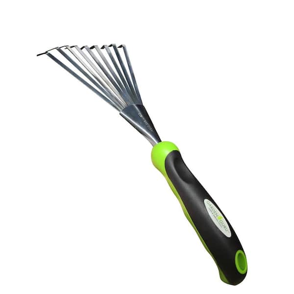 6 in. Ergonomic Handle Stainless Steel Mini Hand Rake Soil Tiller Hand Cultivator 14 in. Total