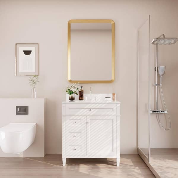 DEERVALLEY 30 in. Single Sink Freestanding White Bath Vanity with