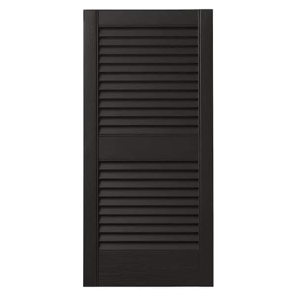 Ply Gem 15 in. x 39 in. Open Louvered Polypropylene Shutters Pair in Peppercorn