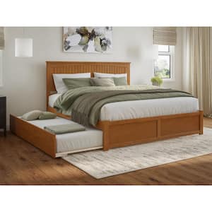 Nantucket Light Toffee Natural Bronze Solid Wood Frame King Platform Bed with Footboard and Twin XL Trundle