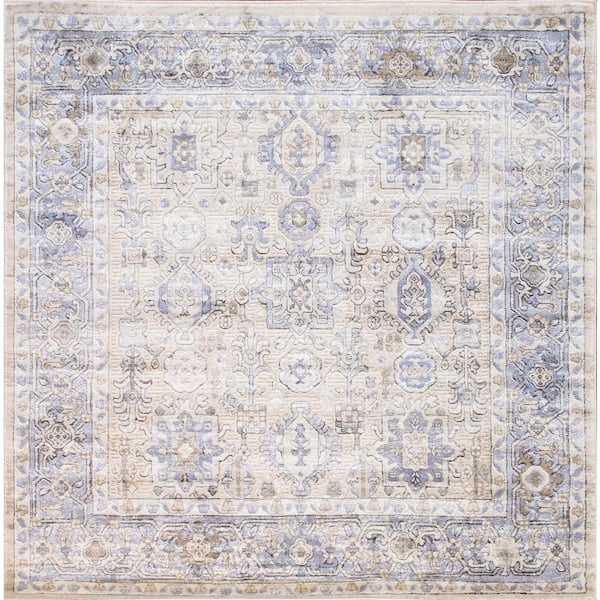 Pasargad Home Majestic Beige/Blue 6 ft. x 6 ft. Square Abstract Area Rug