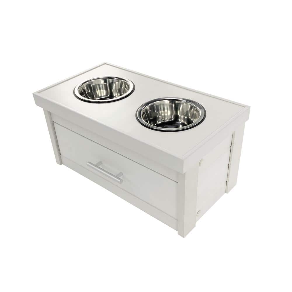 White CC Stainless Steel Dog Bowl - Supreme Dog Garage