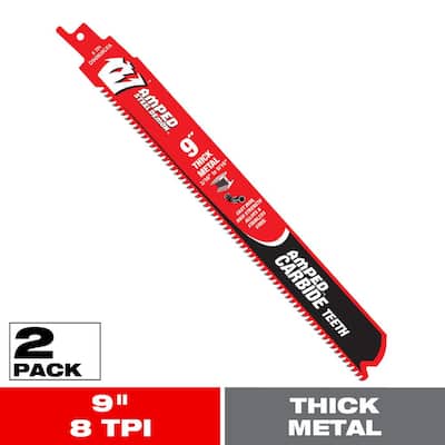 DIABLO 9 in. 8 TPI Steel Demon AMPED Carbide Reciprocating Saw Blade for Thick Metal Cutting (2-Pack)