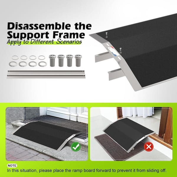 27.6L x 1.6H x 17 in. Aluminum Wheelchair Threshold Ramp Non-Slip