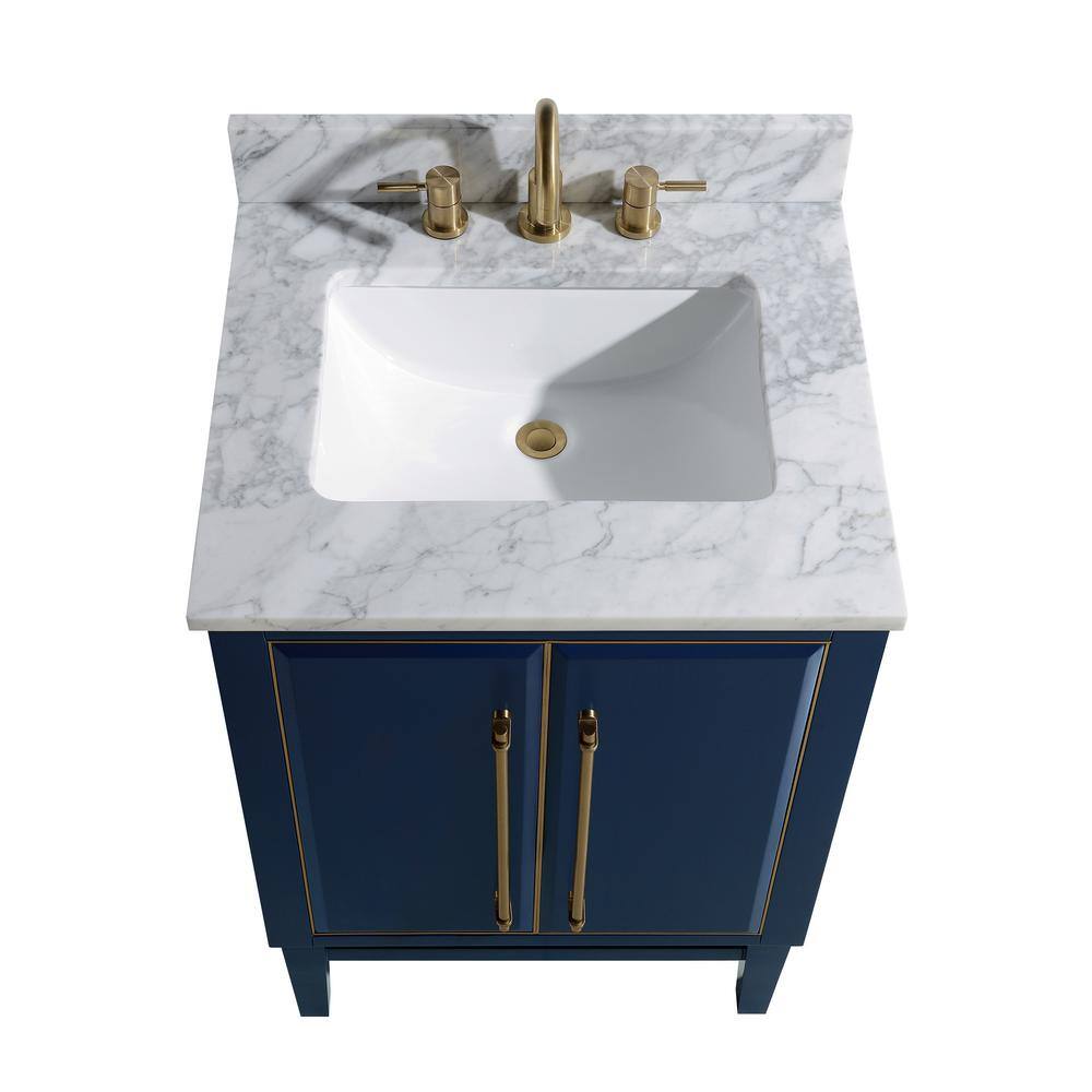 25'' Carrara White Marble Vanity Top with Rectangular Sink