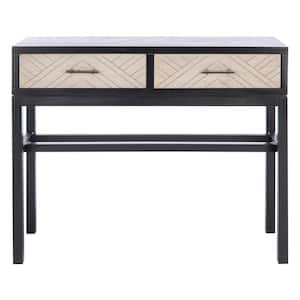 Ajana 2-Drawer Black/Beige Wood Console Table
