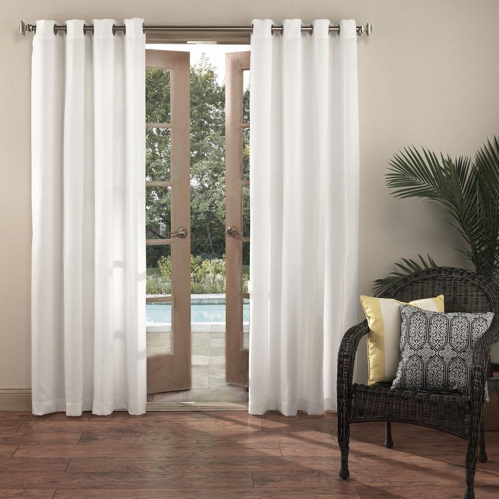White 54" x 84" Polyester Blackout Grommet Curtain Panel